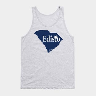 Edisto Island South Carolina State Outline Blue Tank Top